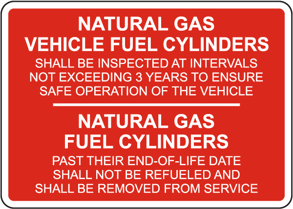 Natural Gas Fuel Cylinders Instructions Sign 