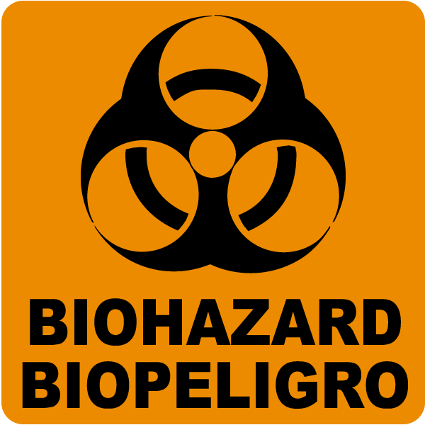 Bilingual Biohazard Label