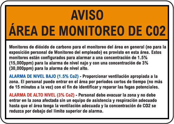 Spanish CO2 Monitoring Area Notice Sign
