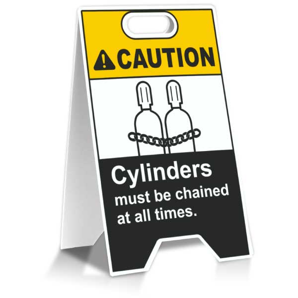 Caution Cylinders Must Be Chained Floor Stand