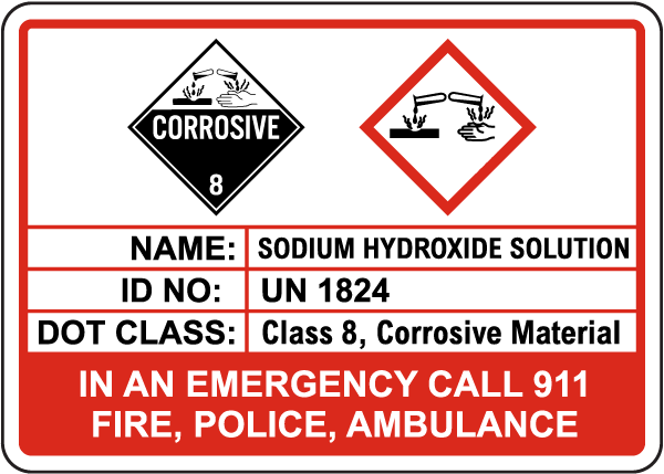 Sodium Hydroxide Solution Classification Sign