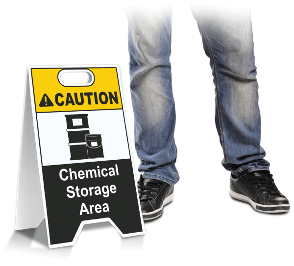 Caution Chemical Storage Area Floor Stand