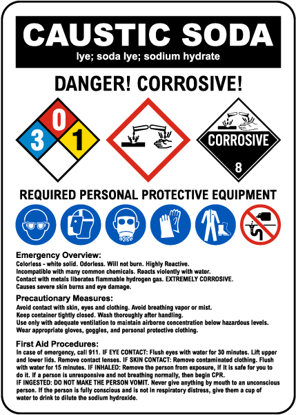 Caustic Soda Hazardous Material Sign