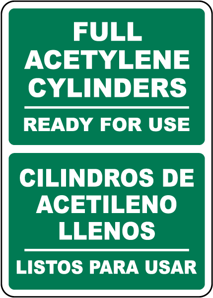 Bilingual Full Acetylene Cylinders Sign