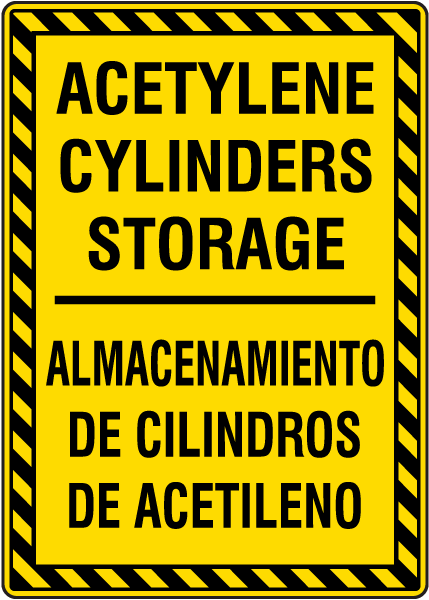 Bilingual Acetylene Storage Area Sign