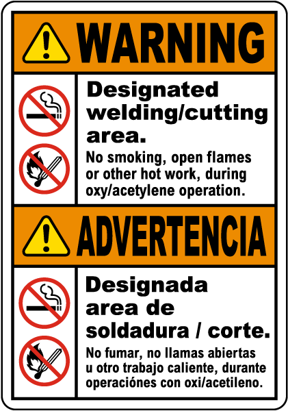 Bilingual Designated Welding Area Sign