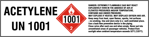 Flammable Acetylene Label