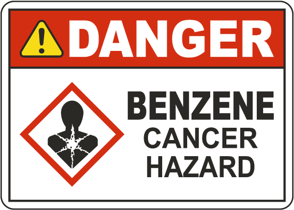 Danger Benzene Cancer Hazard GHS Sign
