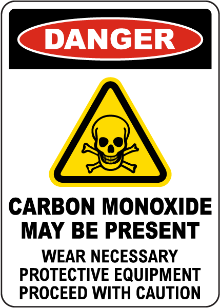 Danger Carbon Monoxide Wear Necessary Protective Equipment Sign
