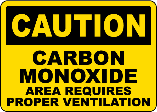 Caution Carbon Monoxide Area Sign