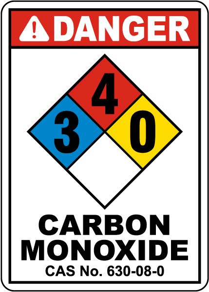 NFPA Danger 3-4-0 Carbon Monoxide With CAS Number Sign