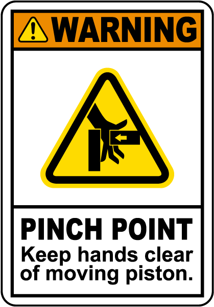 Warning Pinch Point Moving Piston Label