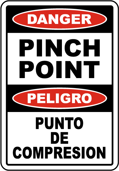 Bilingual Danger Pinch Point Label