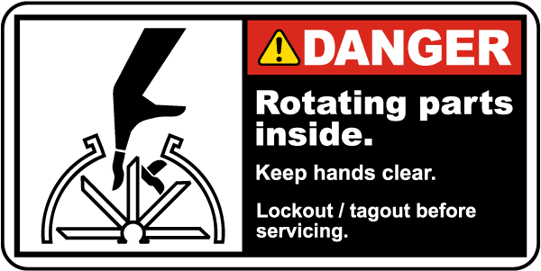 Danger Rotating Parts Inside Label
