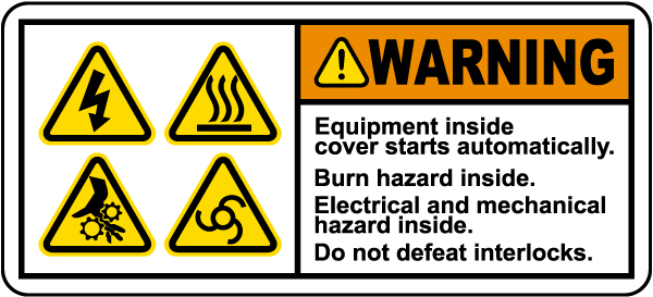 Equipment Inside Cover Starts Automatically Label