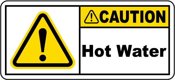 Caution Hot Water Label
