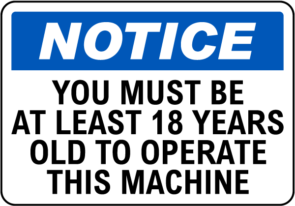You Must Be At Least 18 Years Old Label