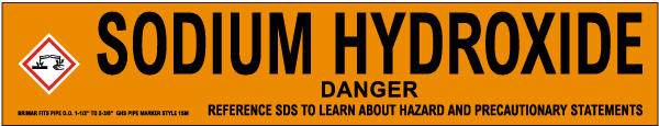 Sodium Hydroxide Pipe Label