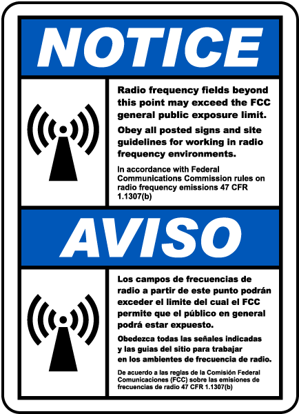 Bilingual RF Fields Beyond This Point Sign