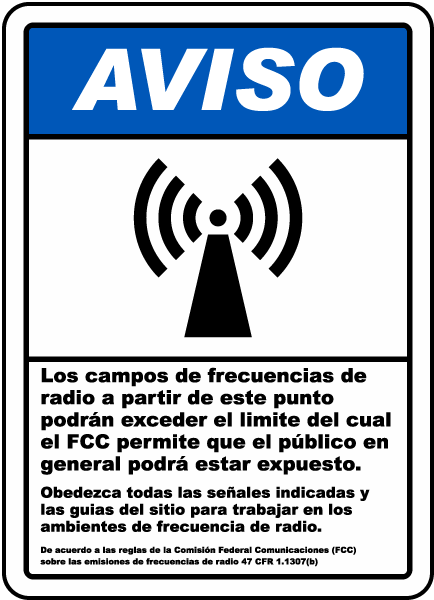 Spanish RF Fields Beyond This Point Sign