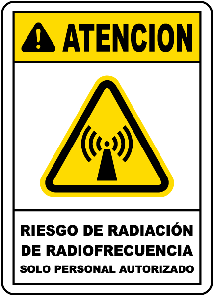 Spanish RF Radiation Hazard Authorized Personnel Only Sign