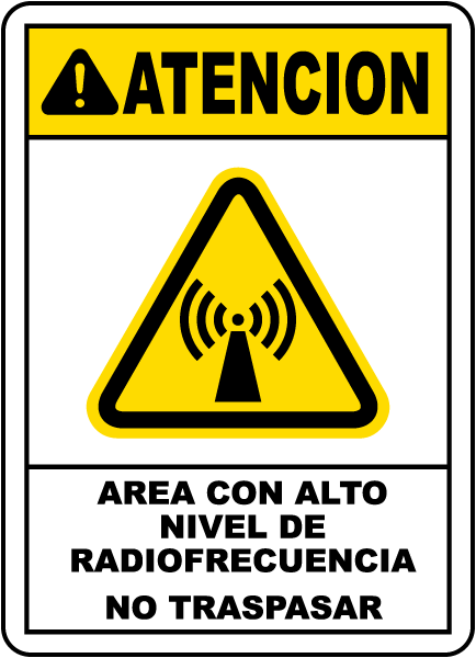 Spanish High Level Radio Frequency Area Sign