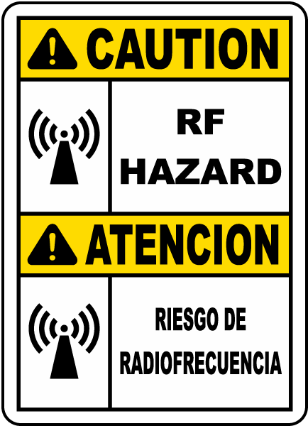 Bilingual Caution RF Hazard Label