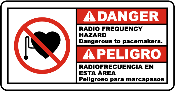 Bilingual Danger Radio Frequency Hazard Sign