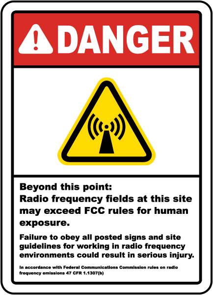 Danger Beyond This Point RF Fields Sign