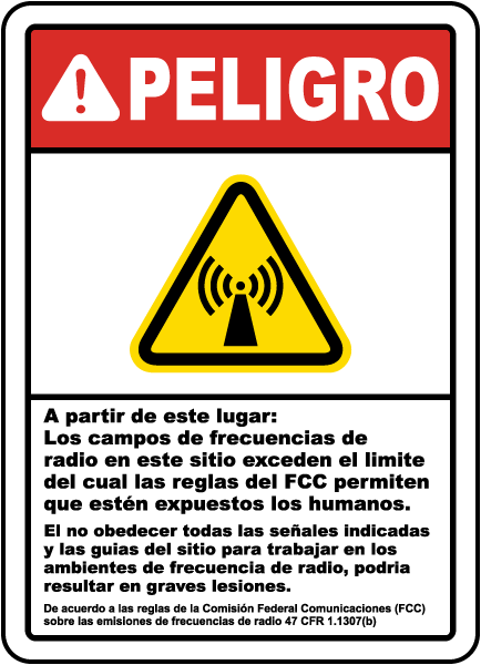 Spanish Danger Beyond This Point RF Fields Sign