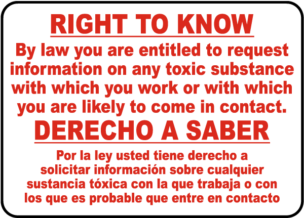 Bilingual Right to Know Sign