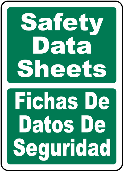 Bilingual Safety Data Sheets Sign