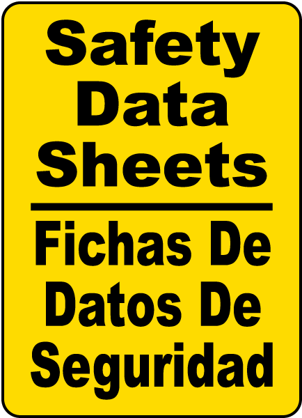 Bilingual Safety Data Sheets Sign