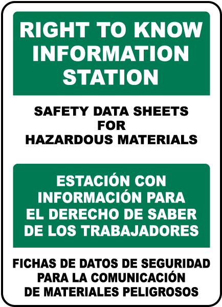 Bilingual Safety Data Sheets For Materials Sign