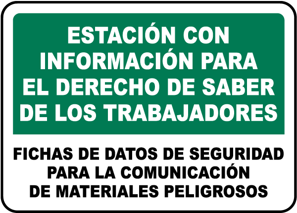 Spanish Safety Data Sheets For Materials Sign