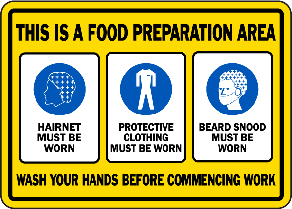Food Preparation Area Proper PPE Required Sign
