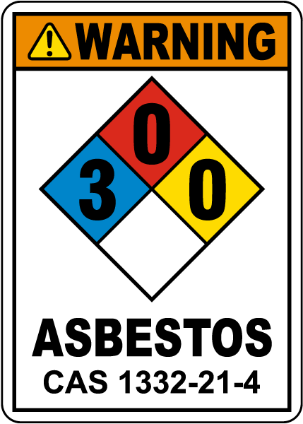 NFPA Warning Asbestos CAS 1332-21-4 Sign