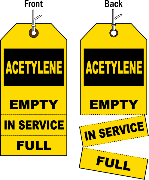 3-Part Acetylene Cylinder Status Tag