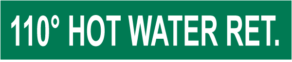 110 Hot Water Ret. Pipe Label