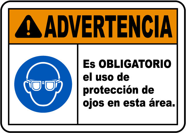 Spanish Warning Eye Protection Required Sign