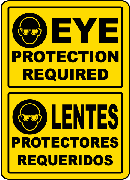 Bilingual Eye Protection Required Sign