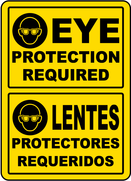 Bilingual Eye Protection Required Label