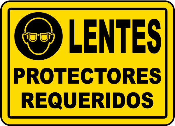 Spanish Eye Protection Required Label