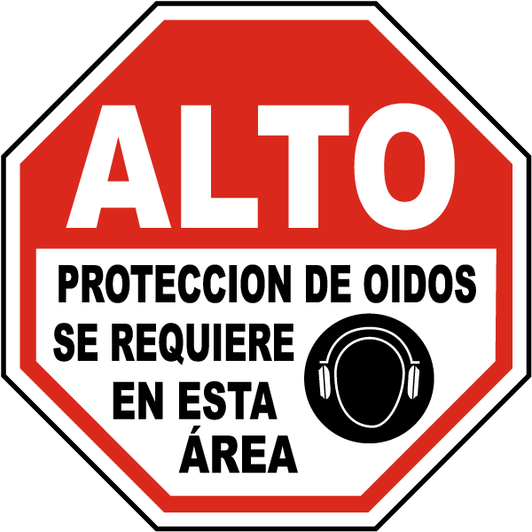 Spanish Stop Hearing Protection Required Sign