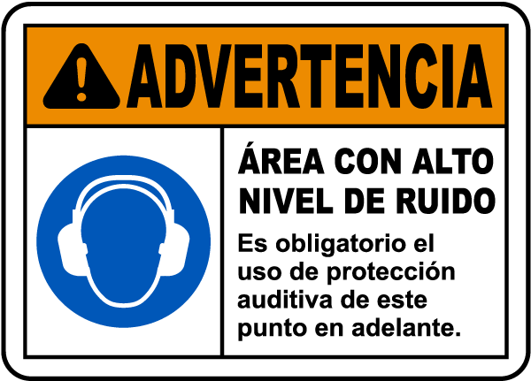 Spanish Loud Noise Hearing Protection Required Sign