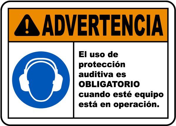 Spanish Warning Hearing Protection Label