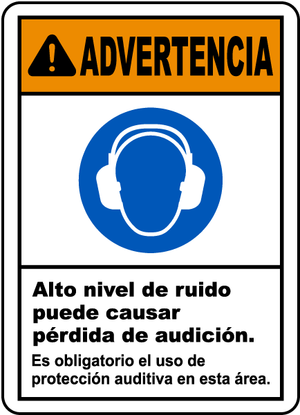 Spanish Warning Hearing Protection Required Sign