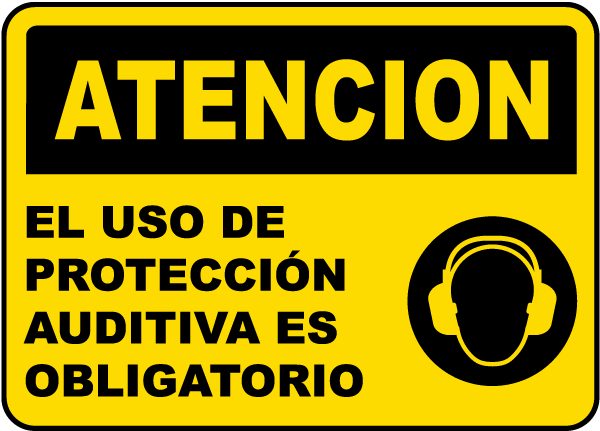 Spanish Caution Hearing Protection Required Sign