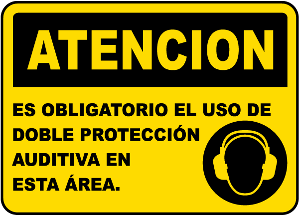 Spanish Double Hearing Protection Required Sign
