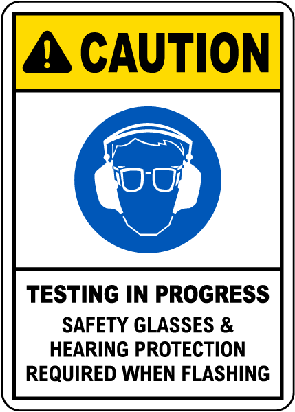 Safety Glasses and Hearing Protection Required Sign